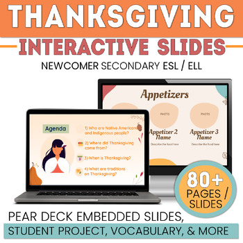 Preview of ESL Newcomer Thanksgiving Project - Pear Deck - Secondary ELL