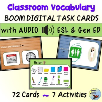 Preview of ESL Newcomers Classroom Vocabulary BOOM Digital Task Cards