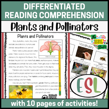 Preview of ESL Nonfiction Reading Comprehension | Plants and Pollinators
