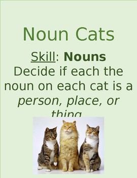 ESL Noun Cats by Swimming in Learning | TPT