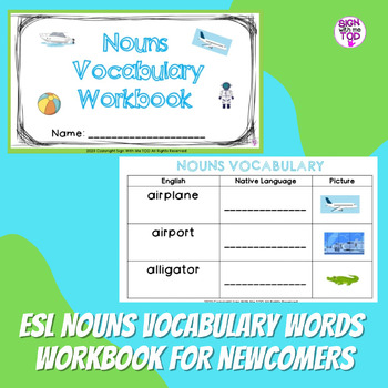 Preview of ESL Nouns Vocabulary Workbook for Newcomers