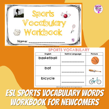 Preview of ESL Sports Vocabulary Book for Newcomers