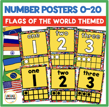 Preview of Flags of the World Number Posters 0-20 Ten Frame