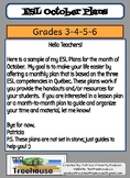 ESL October Grades 3-4-5 and 6 Lesson Plans