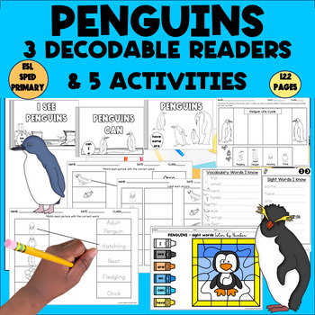 Preview of ESL Penguins emergent reader and newcomer activities for animal study: can have