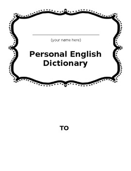 Preview of ESL Personal English Dictionary (Beginner)
