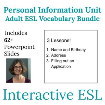 Preview of ESL Personal Information Unit Bundle Vocabulary and Spelling Lesson