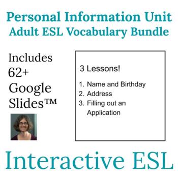 Preview of ESL Personal Information Unit Vocabulary and Spelling Bundle for Adults