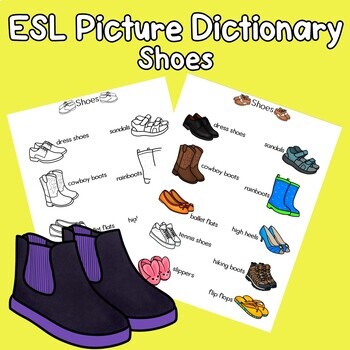 ESL Picture Dictionary- Shoes by That Teacher Abroad | TPT