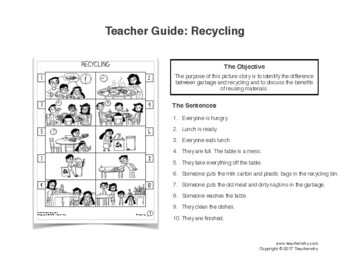 ell activity recycling picture story worksheets tpt