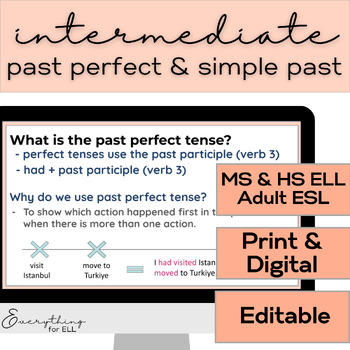 Preview of ESL-ELD Intermediate for Teens & Adults (B1 & B2) | Past Perfect & Simple Past