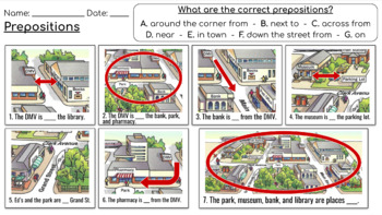 Preview of ESL Prepositions Review- Map Matching