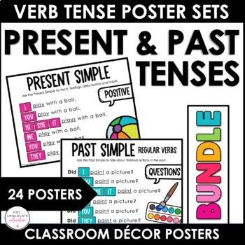 ESL Present & Past Tense Verb Conjugation Posters BUNDLE : Simple,  Continuous, Perfect Games and Activities for Teaching ESL – Hot Chocolate  Teachables