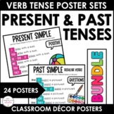 ESL Present & Past Tense Verb Conjugation Posters: Simple,