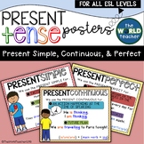 EDITABLE ESL Present Tense Posters - Present Simple, Conti