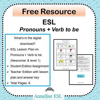 Preview of ESL Pronouns + Verb to be Practice Worksheet
