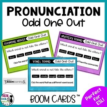 Preview of ESL Pronunciation Practice Boom Cards | Rhyme and Vowel Sounds