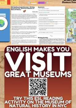 Preview of ESL Reading Comprehension + Essay Worksheet - American Museum of Natual History