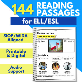 Preview of ESL Reading Comprehension Passages, ESL Vocabulary, ESL Activities
