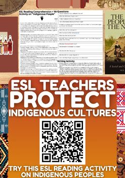 Preview of ESL Reading Comprehension + Writing Activity Worksheets on Indigenous People