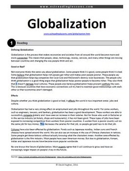 Preview of ESL Reading Practice: Globalization