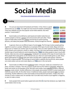 Preview of ESL Reading Practice: Social Media