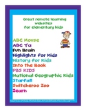 Remote Learning  Websites  for Elementary Kids