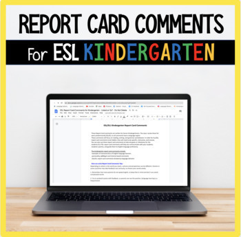 Preview of ESL Report Card Comments for Kindergarten