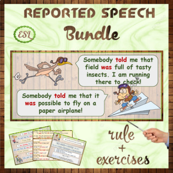 Preview of ESL Direct Indirect Reported Speech - PPT rule + exercises - Bundle