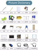 ESL School Supply and Common School Verb Vocabulary Packet