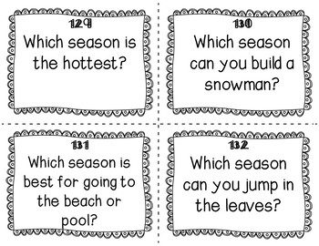 ESL Seasons Task Cards by Made for ESL | TPT