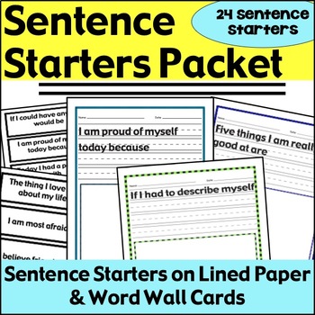 Preview of Sentence Starters & Sentence Prompts - K-3rd Grade - ESL - Word Banks & Journals