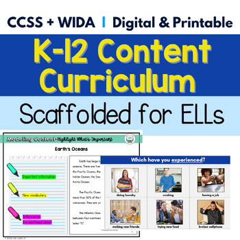 Preview of ESL Social Studies, Science, and ELA Curriculum for K-12