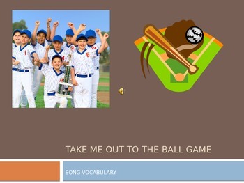 Preview of Take Me Out to the Ball Game Song Vocabulary