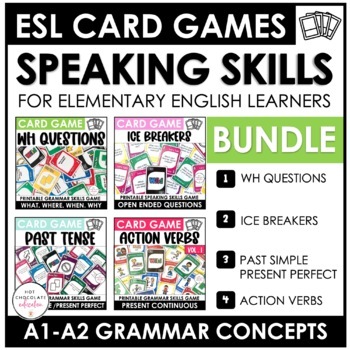 Preview of ESL Speaking Card Games Bundle | Activities to Practice Conversation