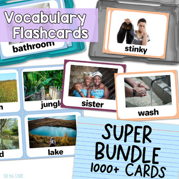 Preview of Vocabulary Flash Cards with Realistic Photos Super Bundle for ESL ELL ML Speech