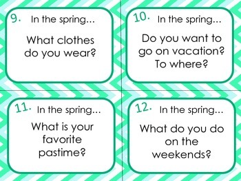 ESL Spring Question Task Cards by Island Teacher | TpT