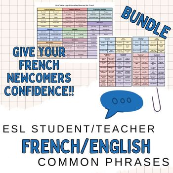 Preview of ESL Student/Teacher French-English Common Phrases Bundle