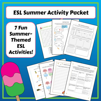 Preview of ESL Summer / End of Year Activity Packet 
