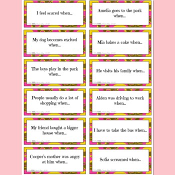 ESL Talking Prompt Cards For: Complete the sentence with 