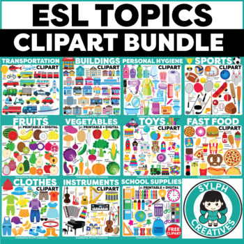 Preview of ESL Topics ClipArt Bundle for Printable and Digital Resources