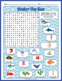 ESL UNDER THE SEA Word Search Puzzle Worksheet Activity