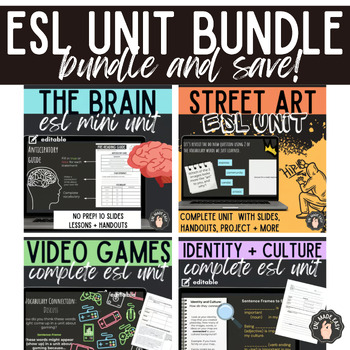 Preview of ESL Unit Curriculum Bundle: ESOL ENL Combined ELA ESL No Prep Editable 9-12