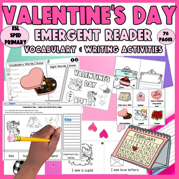 Preview of ESL Valentine's Day Newcomer Activities Emergent Reader Vocabulary Writing