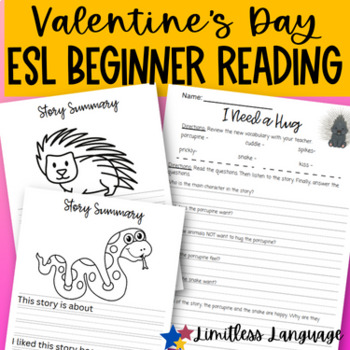 Preview of ESL Valentine's Reading Comprehension for Beginner ELLs