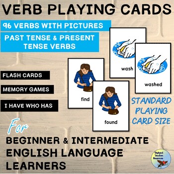 Preview of ESL Activities Present & Past Tense Verb Playing Cards with Pictures