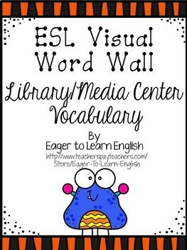 Preview of ESL Visual Word Wall {Library/Media Center Vocabulary!}