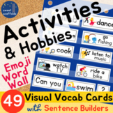 ESL Vocabulary Cards: Interests & Hobbies Action Verbs Wor