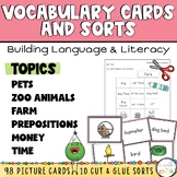 ESL Vocabulary Cards and Sorts - Pets, Zoo, Farm, Preposit
