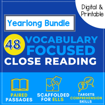 Preview of ESL Vocabulary | Close Reading Passages | ESL Reading